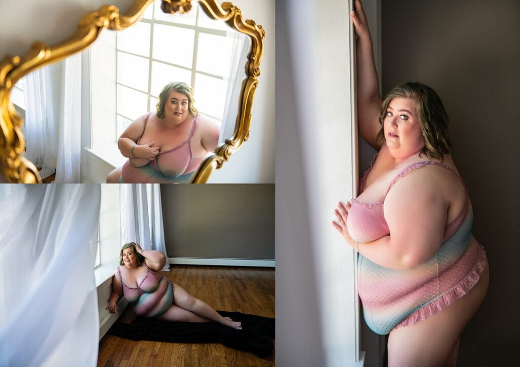 Baltimore boudoir photography multiple poses in images to show connection with subject