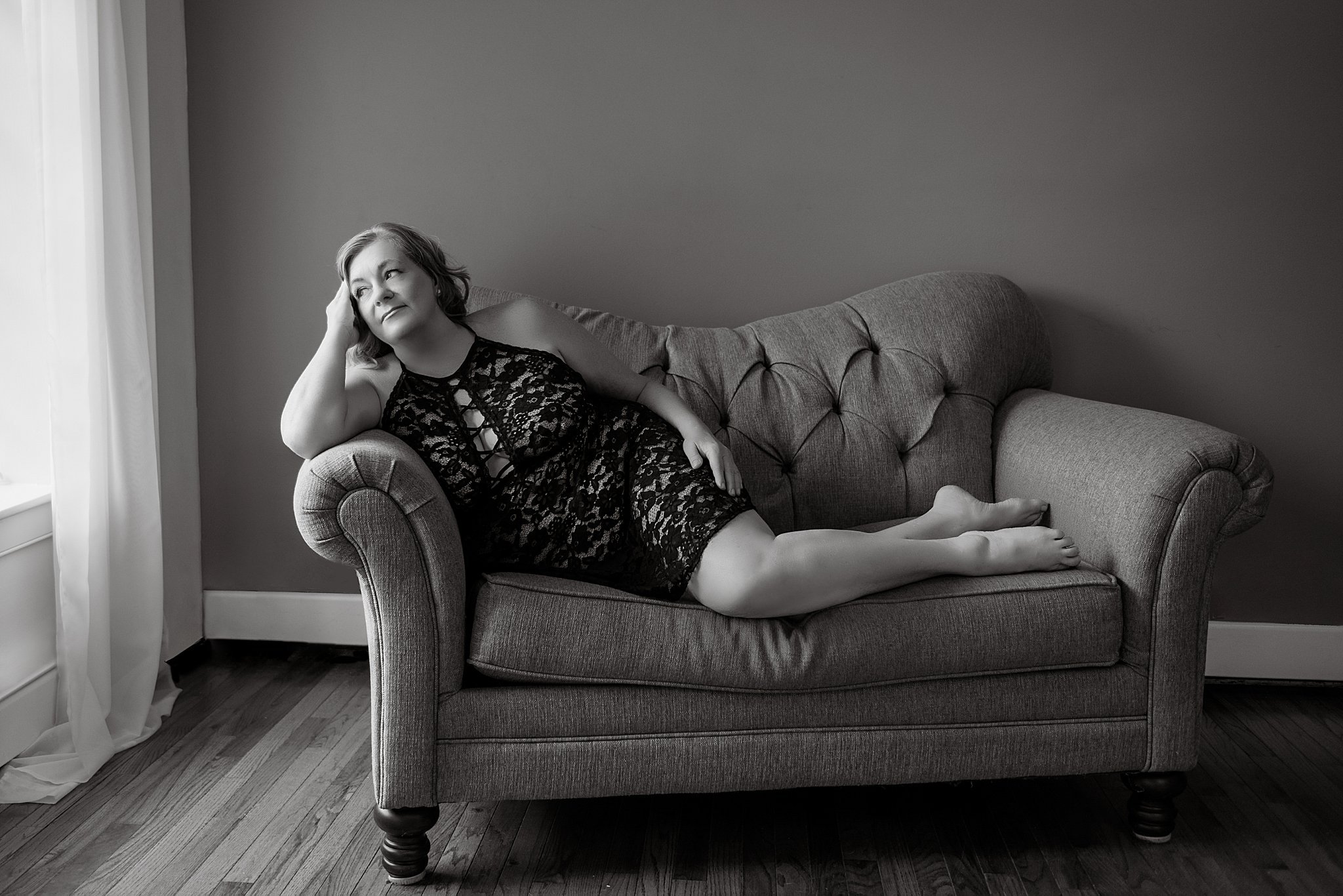 Maryland boudoir photography black and white older women 50+ Maryland Washington DC